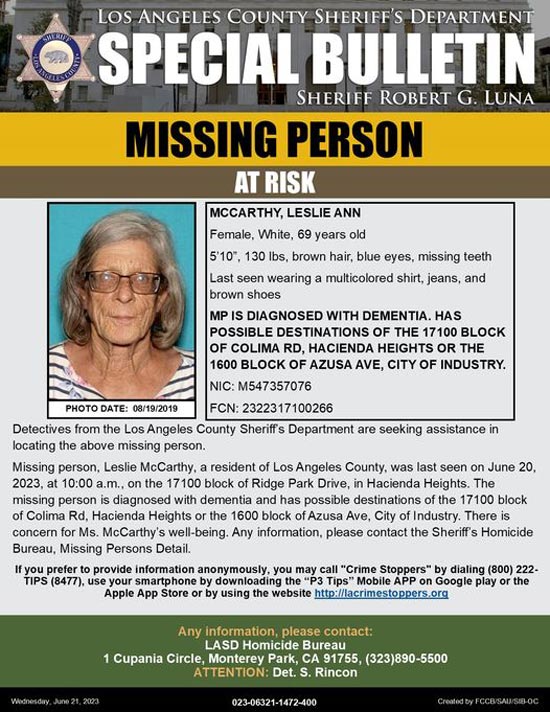 LASD missing McCarthy