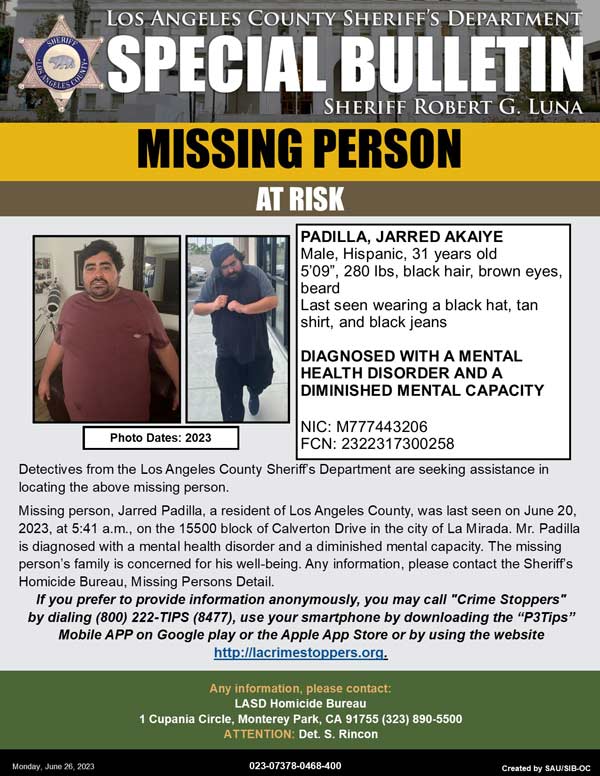 LASD missing Padilla