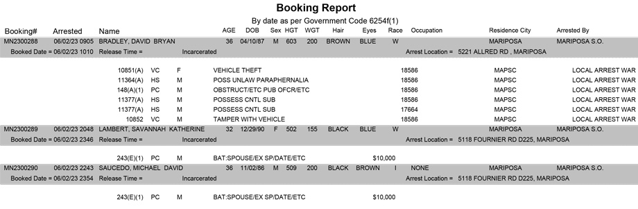 mariposa county booking report for june 2 2023