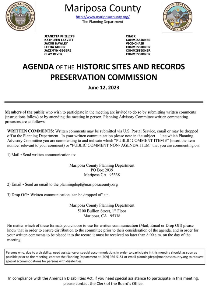 mariposa county historic sites meeting 1