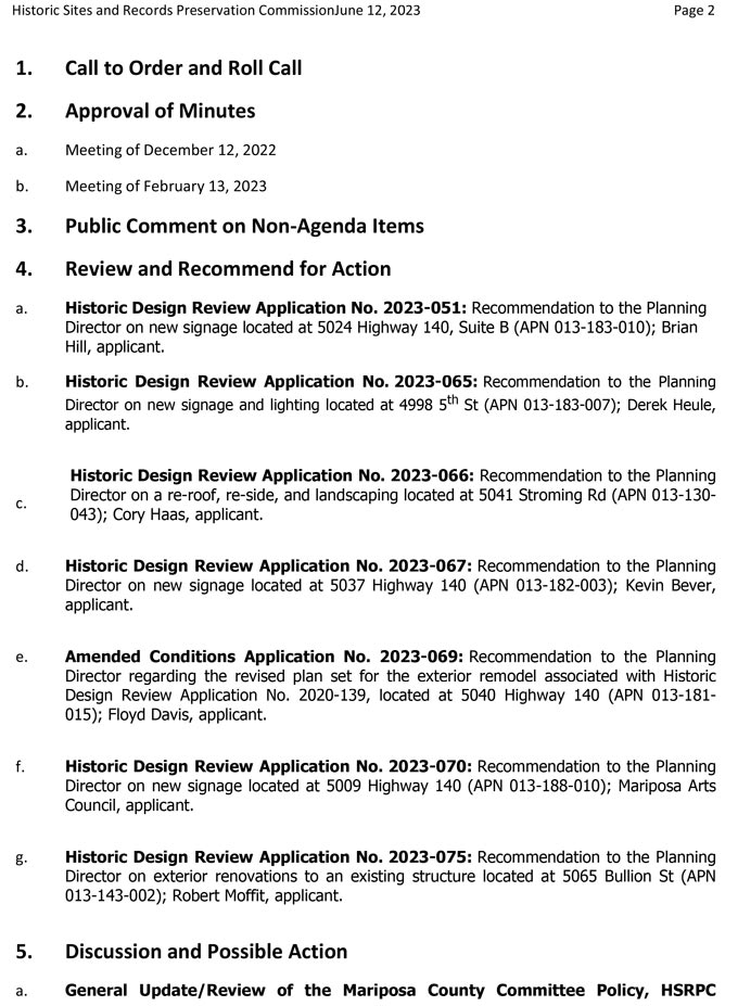 mariposa county historic sites meeting 2