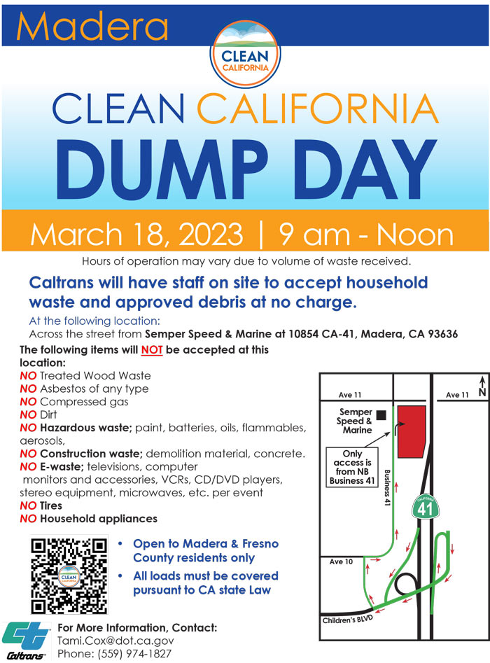 Caltrans District 6 to Hold Clean California Free Dump Day in Madera