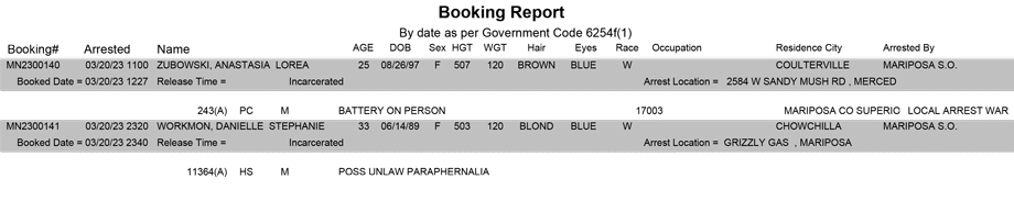 mariposa county booking report for march 20 2023