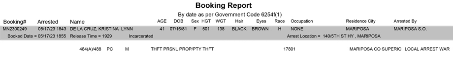 mariposa county booking report for may 17 2023