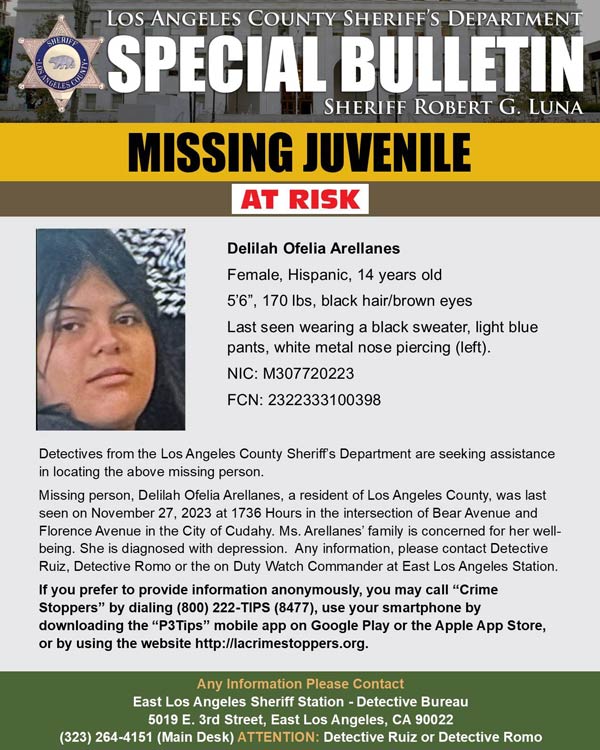 LASD missing Arellanes