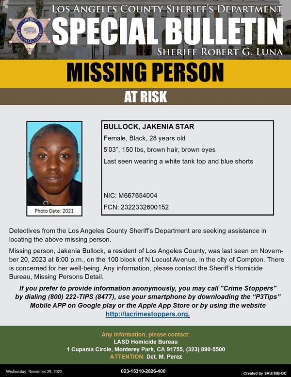 LASD missing Bullock