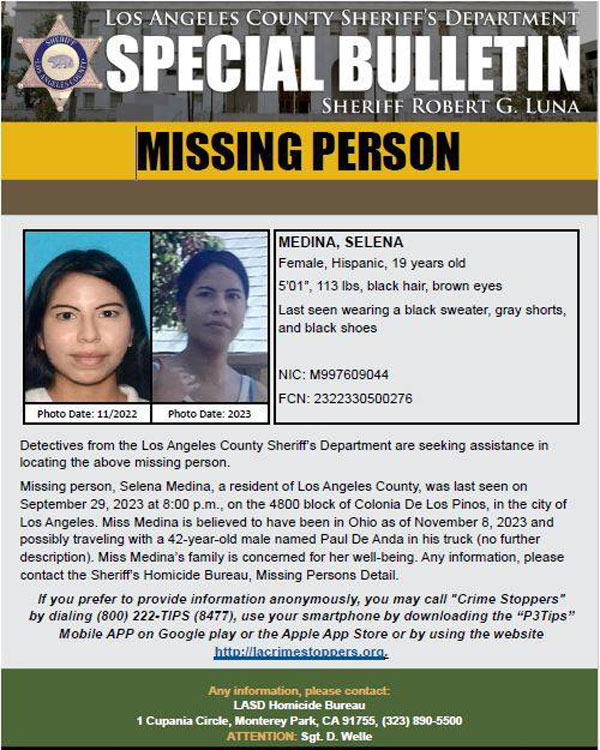 LASD missing Medina