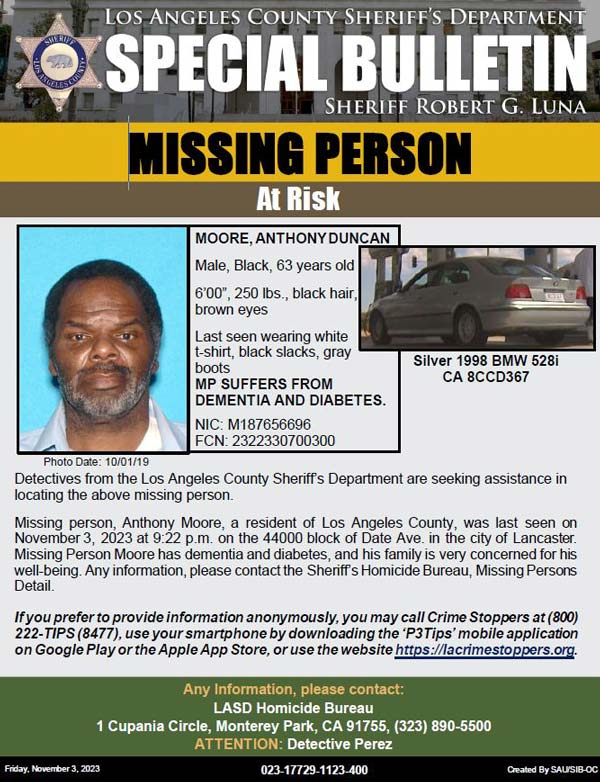 LASD missing Moore