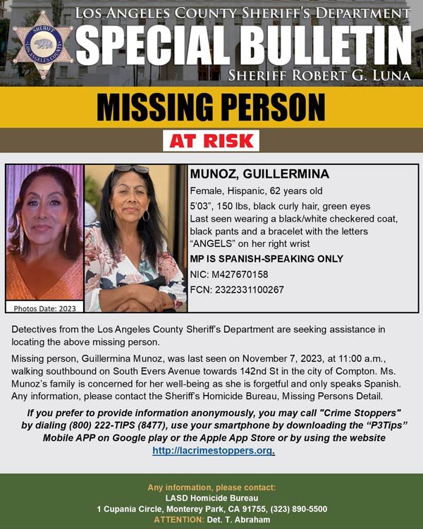 LASD missing Munoz