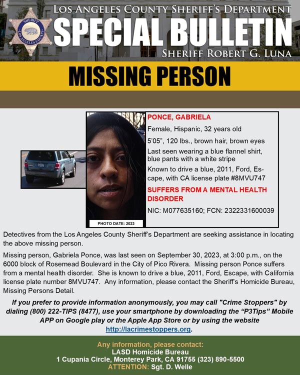 LASD missing Ponce