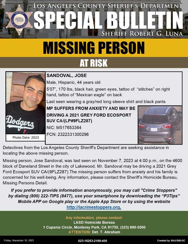 LASD missing Sandoval