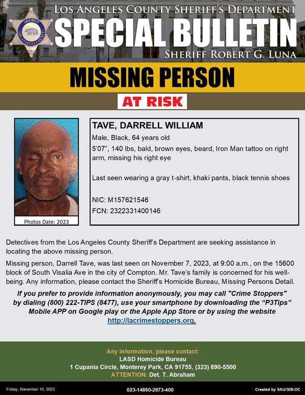 LASD missing Tave