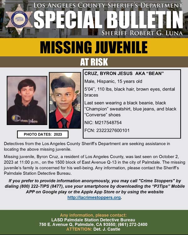 LASD missing Cruz