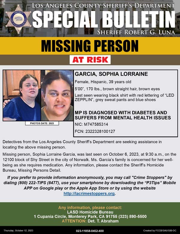 LASD missing Garcia