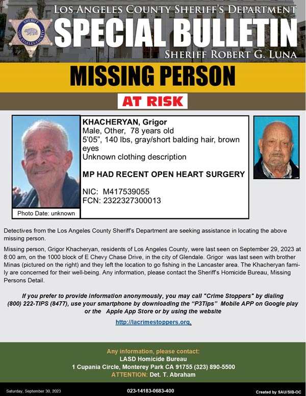 LASD missing Khacheryan