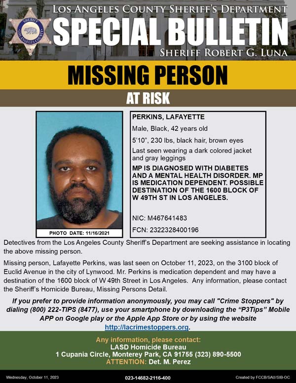 LASD missing Perkins