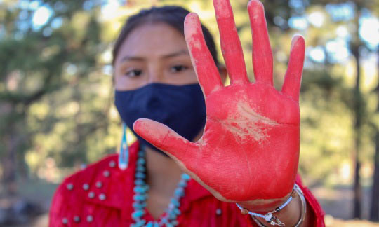 Murdered Indigenous Peoples blood hand