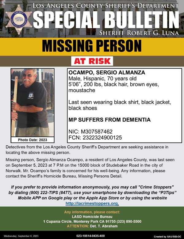 LASD missing Ocampo