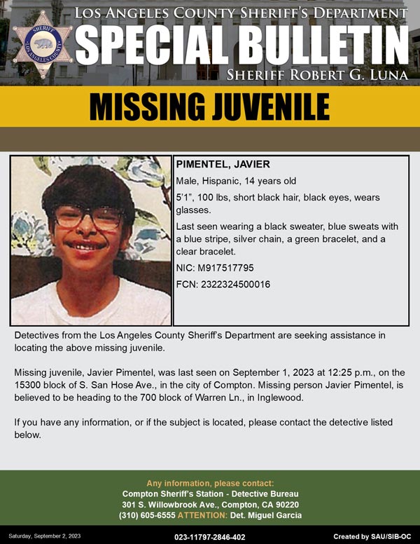 LASD missing Pimentel