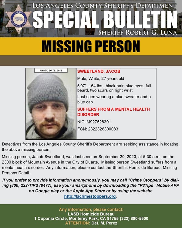 LASD missing Sweetland