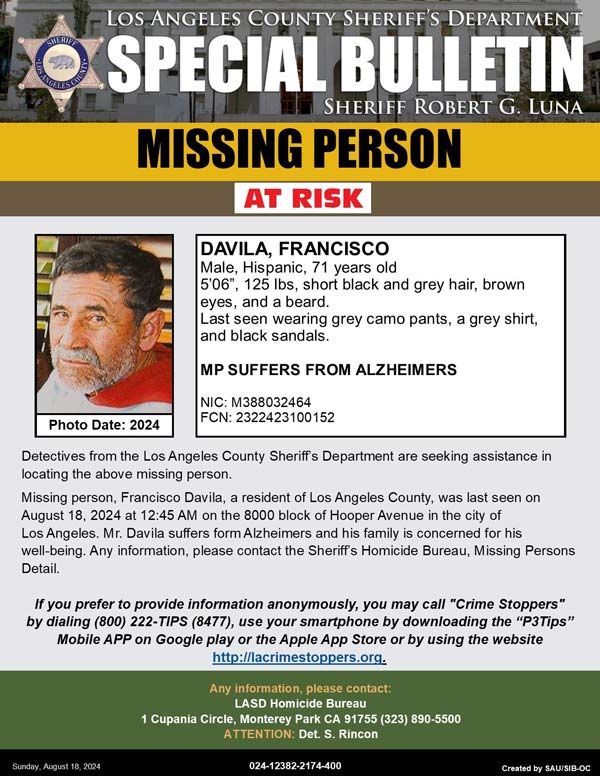 LASD missing Davila