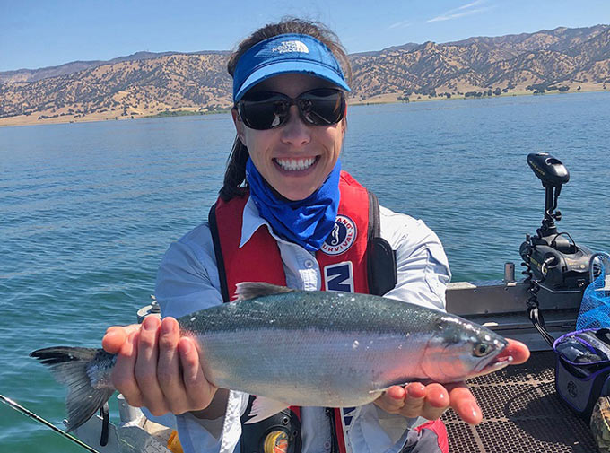 angler with silver Kokanee MFish at Lake Berryessa1