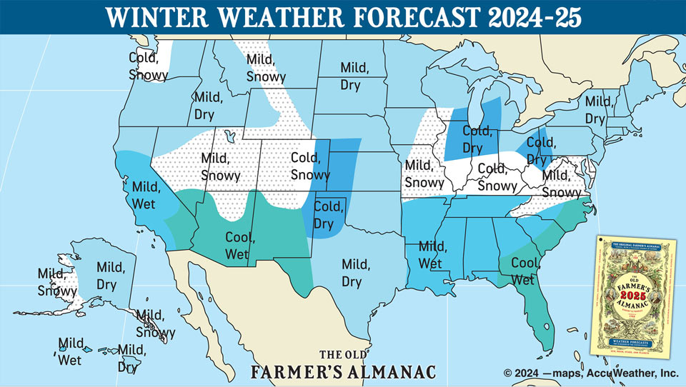 winter weather map 2024 2025 Old Farmer’s Almanac