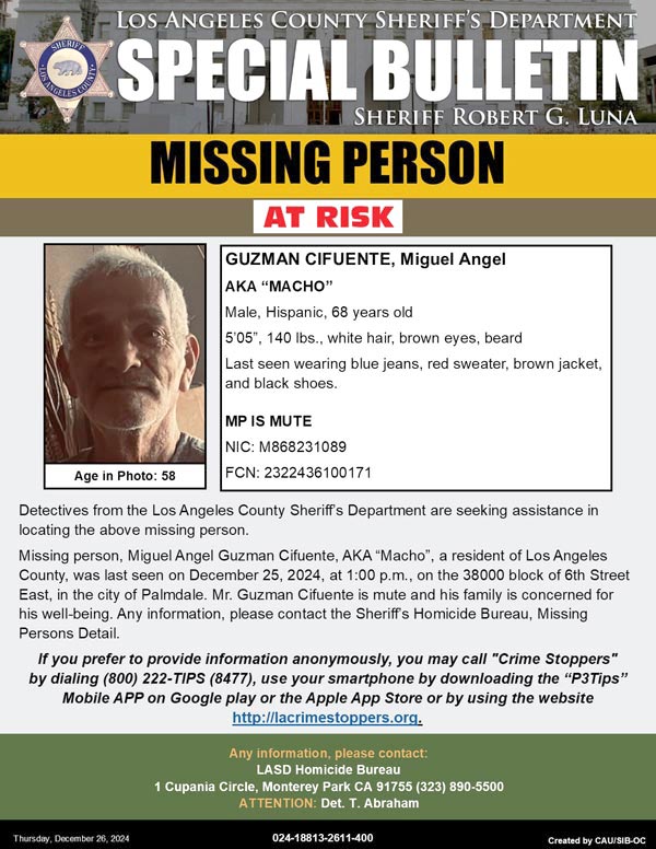 LASD missing Cifuente