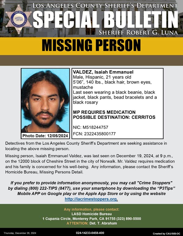 LASD missing Valdez