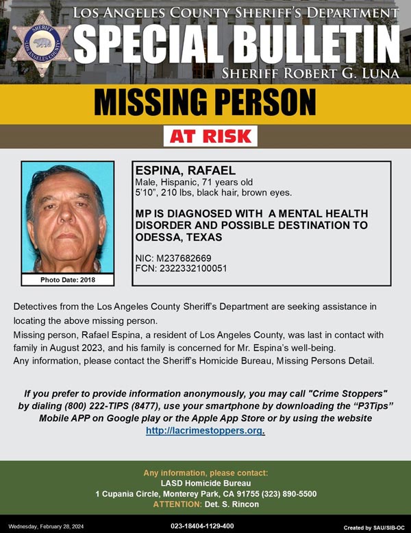 LASD missing Espina