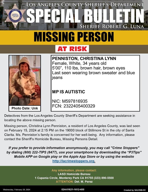 LASD missing Penniston