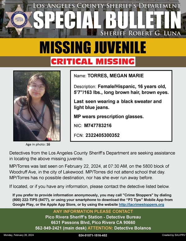 LASD missing Torres