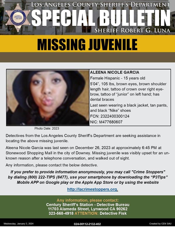 LASD missing Aleena