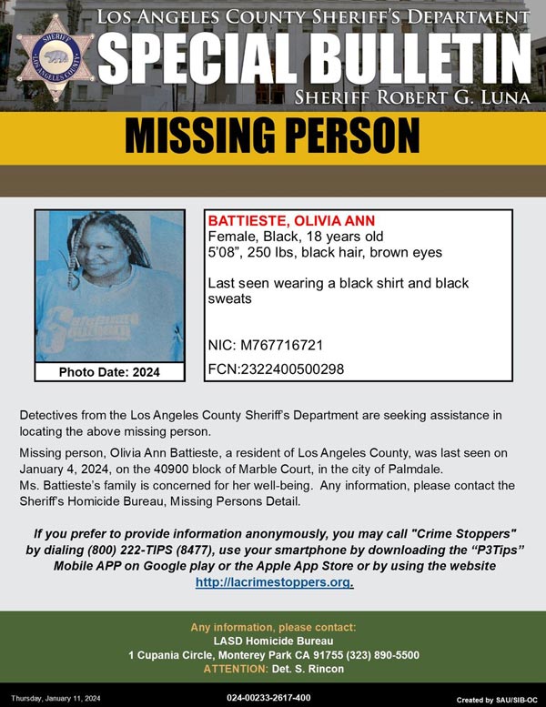 LASD missing Battieste