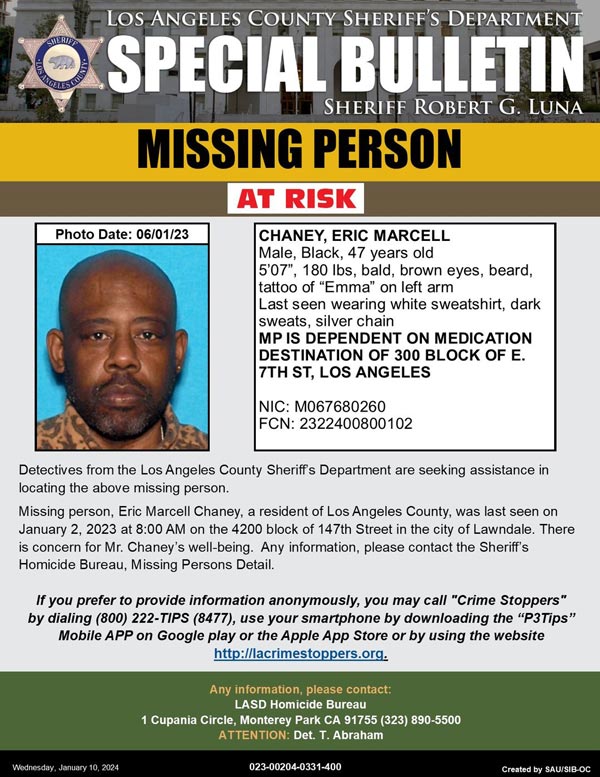 LASD missing Chaney