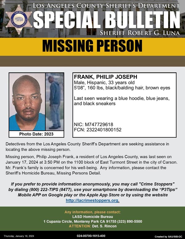 LASD missing Frank