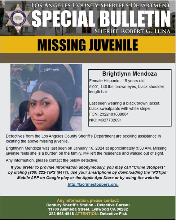 LASD missing Mendoza