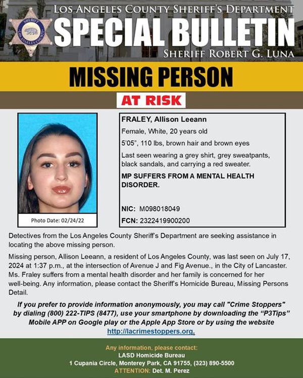 LASD missing Fraley