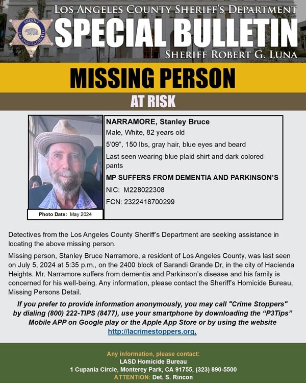 LASD missing Narramore