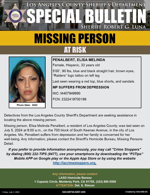 LASD missing Penalbert