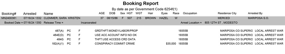 mariposa county booking report for july 16 2024