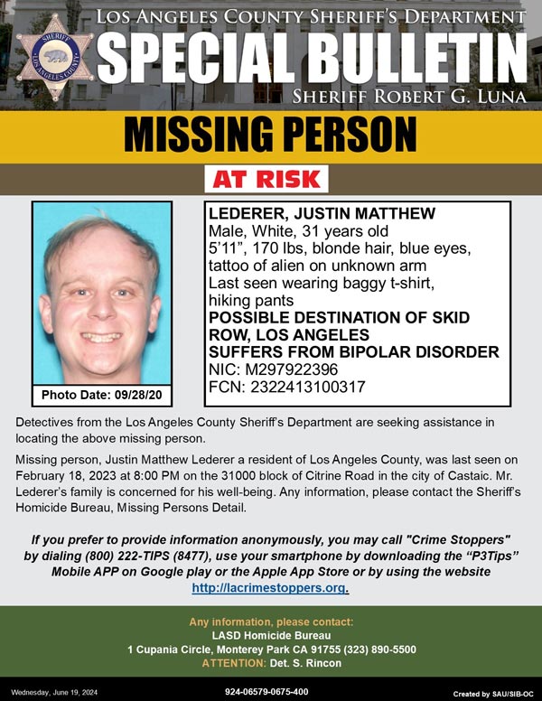 LASD missing Lederer