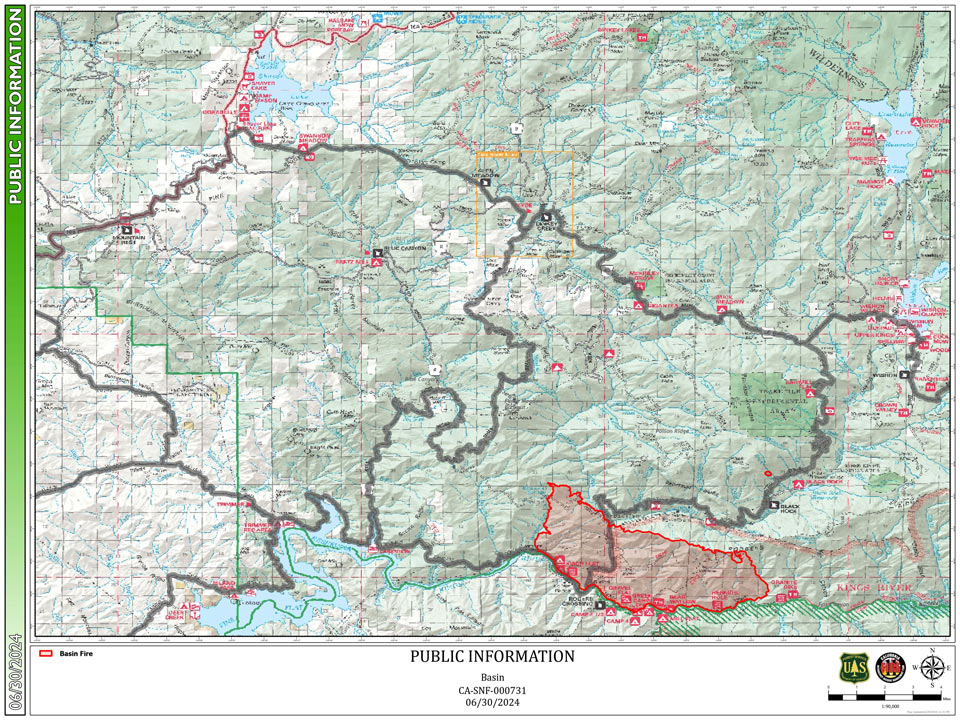 basin fire sierra national forest pio map 6302024