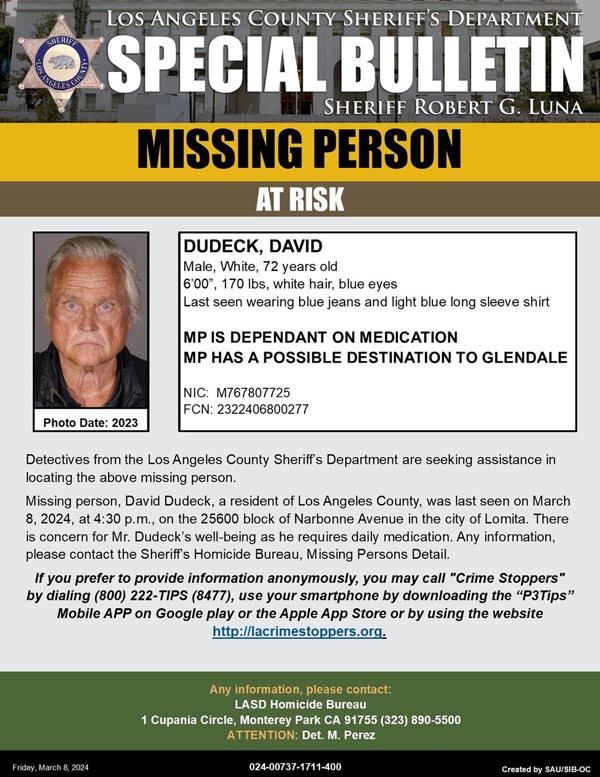 LASD missing Dudeck