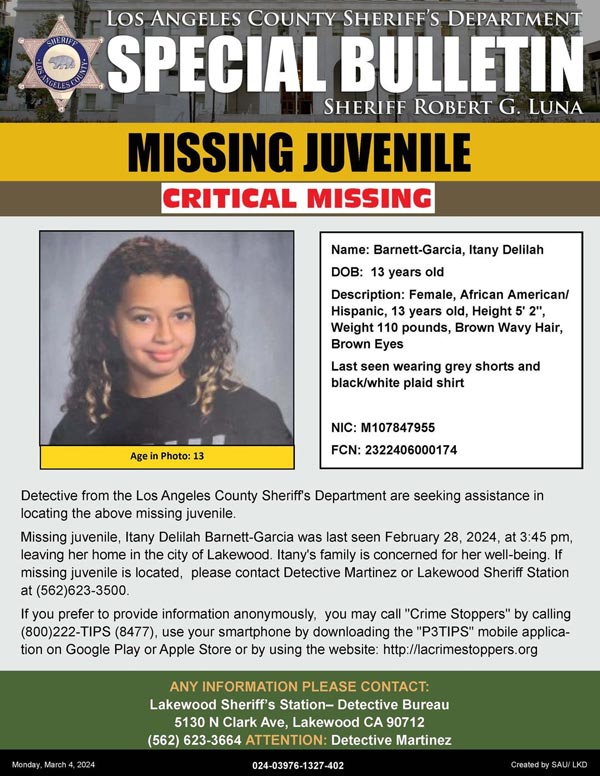 LASD missing Garcia