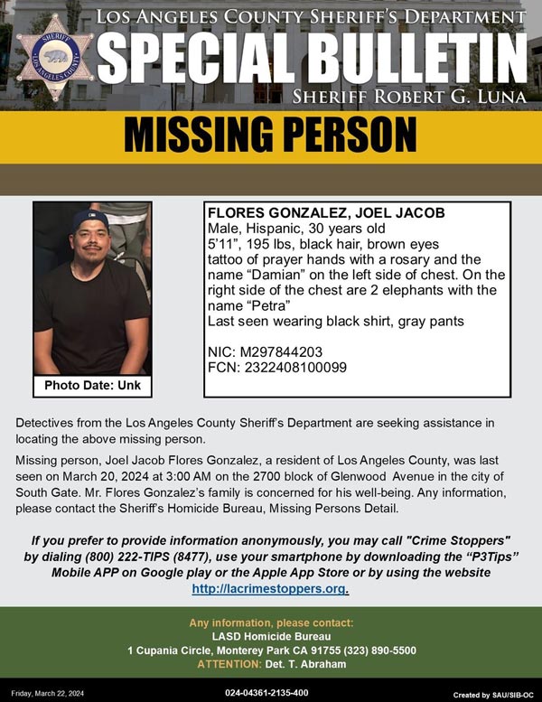 LASD missing Gonzalez