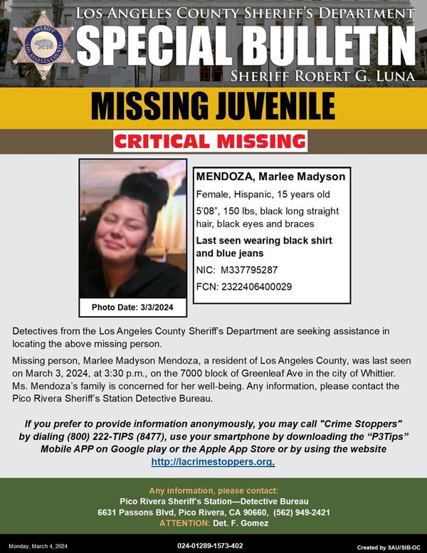 LASD missing Mendoza