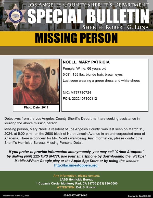 LASD missing Noell