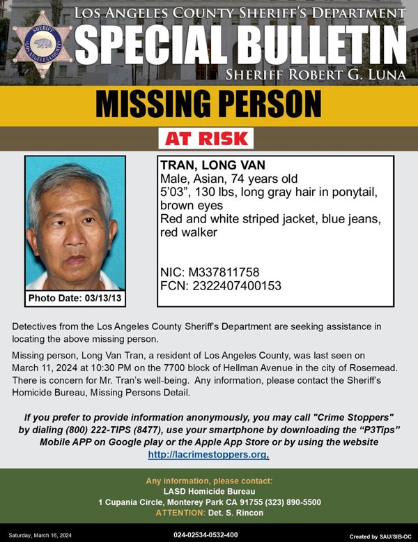LASD missing Tran