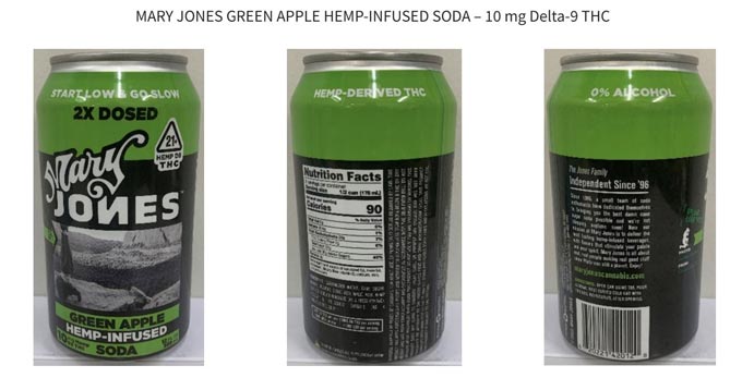 mary jones green apple hemp infused soda 10 mg delta 9 thc